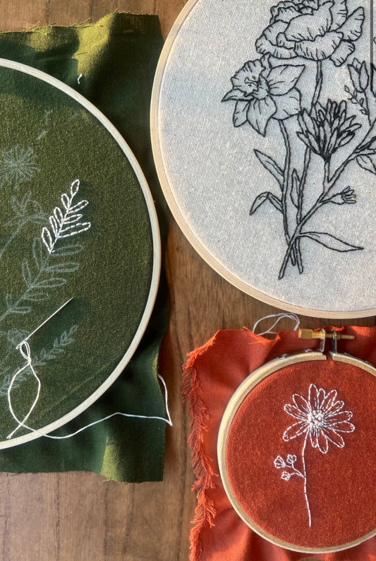Botanical Line Drawing Embroidery